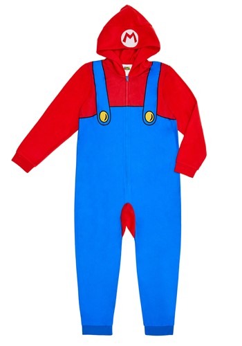 Click Here to buy Kids Mario Hooded Union Suit Costume from HalloweenCostumes, CDN Funds & Shipping