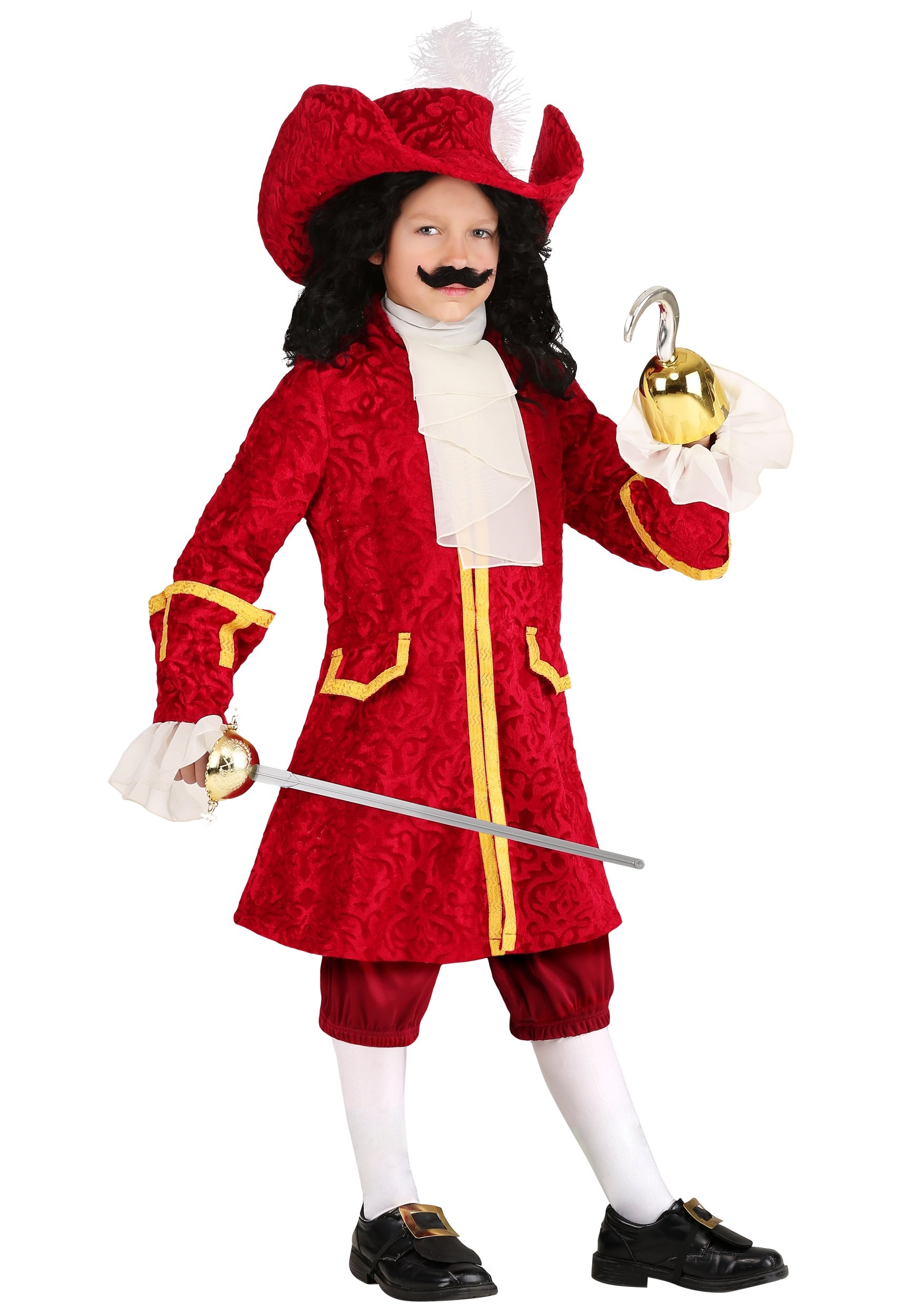 Captain Hook Kid's Costume | Kids | Boys | Orange/Red/White | M | FUN Costumes