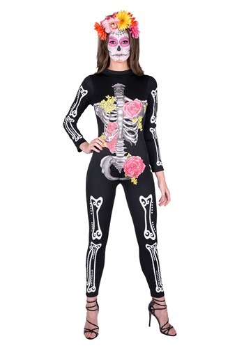 Click Here to buy Womens Day of the Dead Second Skin Costume from HalloweenCostumes, CDN Funds & Shipping