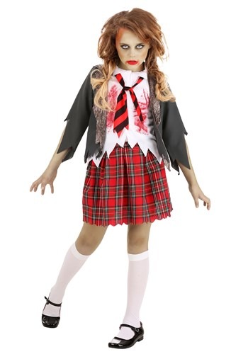 Click Here to buy Zombie School Girl Kids Costume from HalloweenCostumes, CDN Funds & Shipping