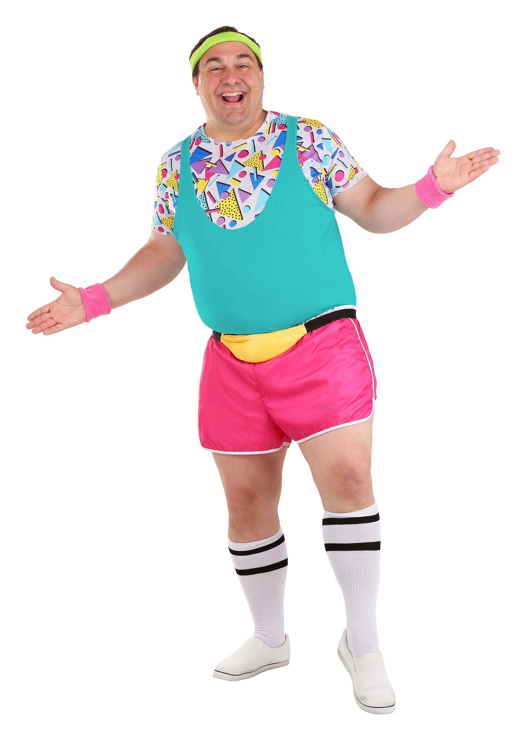 Plus Size Work It Out 80's Costume For Men