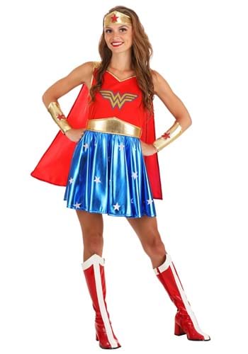 Click Here to buy Caped Wonder Woman Adult Costume from HalloweenCostumes, CDN Funds & Shipping