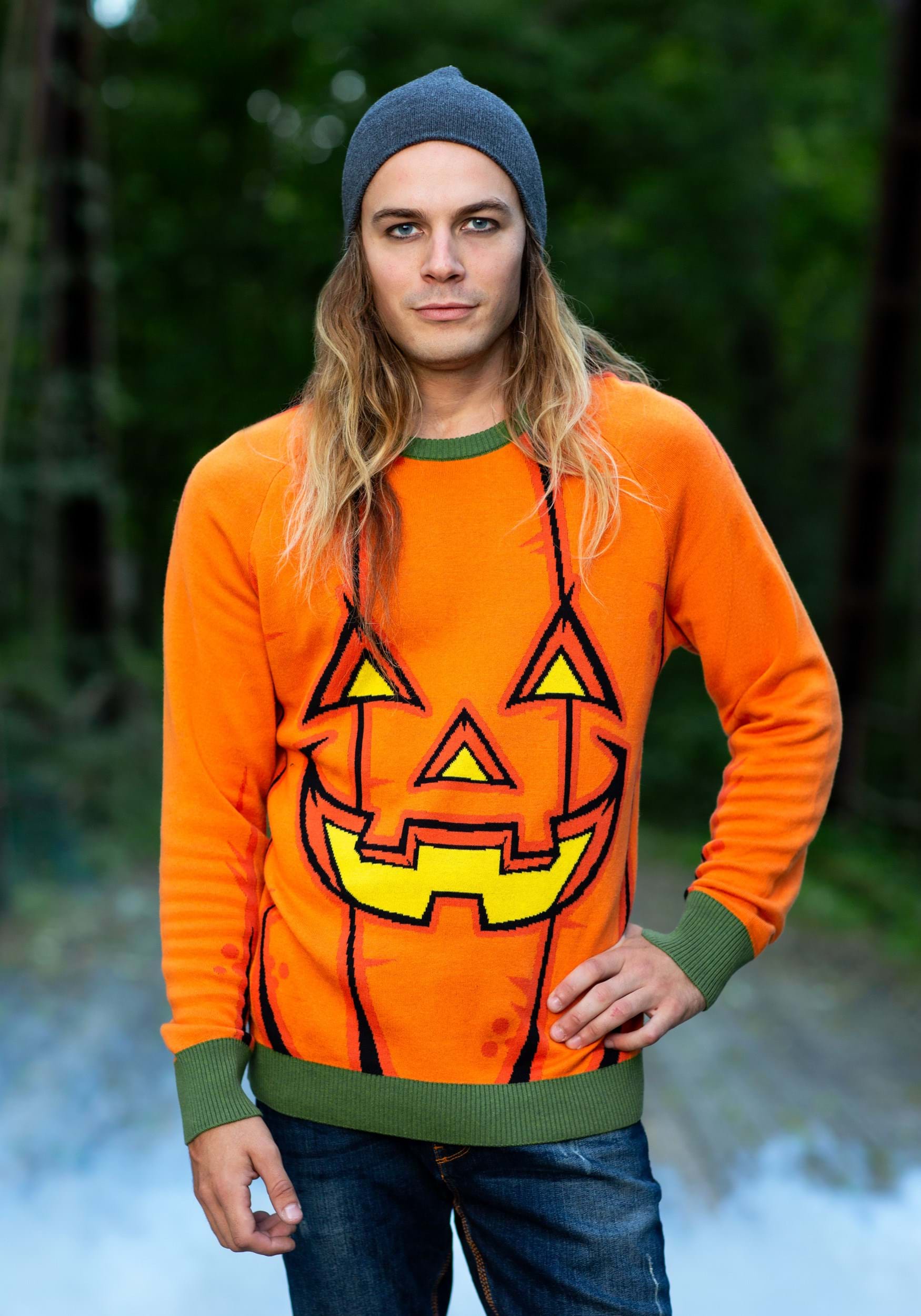 Adult Pumpkin Face Halloween Sweater