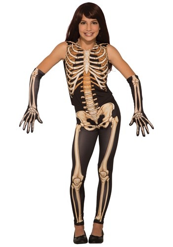 Click Here to buy Pretty Bones Girls Skeleton Costume from HalloweenCostumes, CDN Funds & Shipping