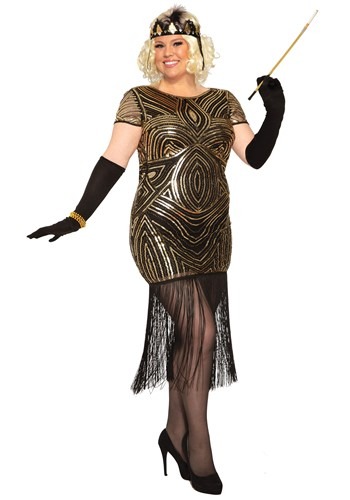 Click Here to buy Plus Size Womens Art Deco Flapper Dress Costume from HalloweenCostumes, CDN Funds & Shipping