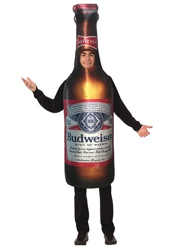 Click Here to buy Budweiser Bottle Costume from HalloweenCostumes, CDN Funds & Shipping