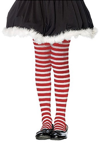 Kids Red and White Striped Tights