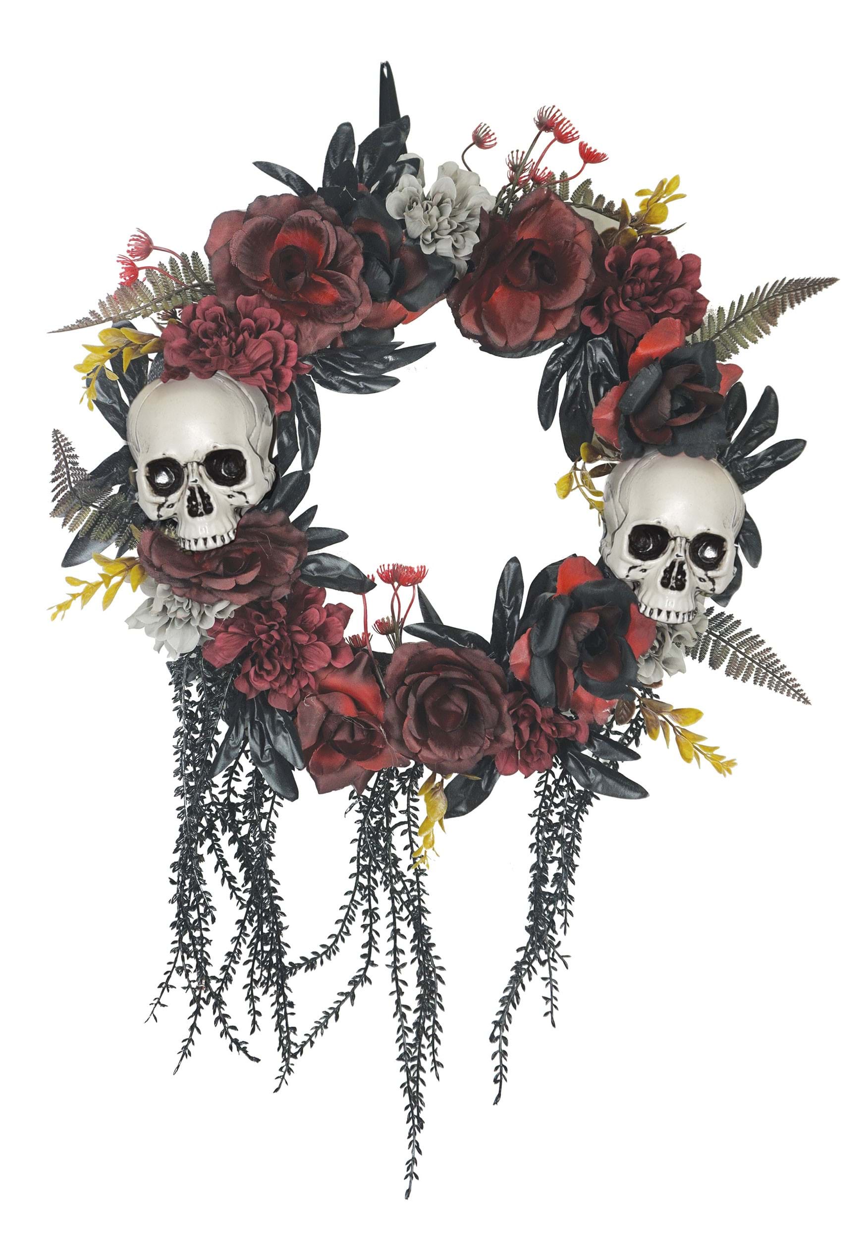 Skull & Roses Wreath Halloween Decoration , Halloween Wreath