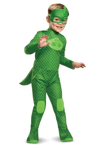 Click Here to buy PJ Masks Kids Gekko Deluxe Light Up Costume from HalloweenCostumes, CDN Funds & Shipping