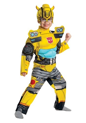 Click Here to buy Transformers Muscle Bumblebee Toddler Costume from HalloweenCostumes, CDN Funds & Shipping