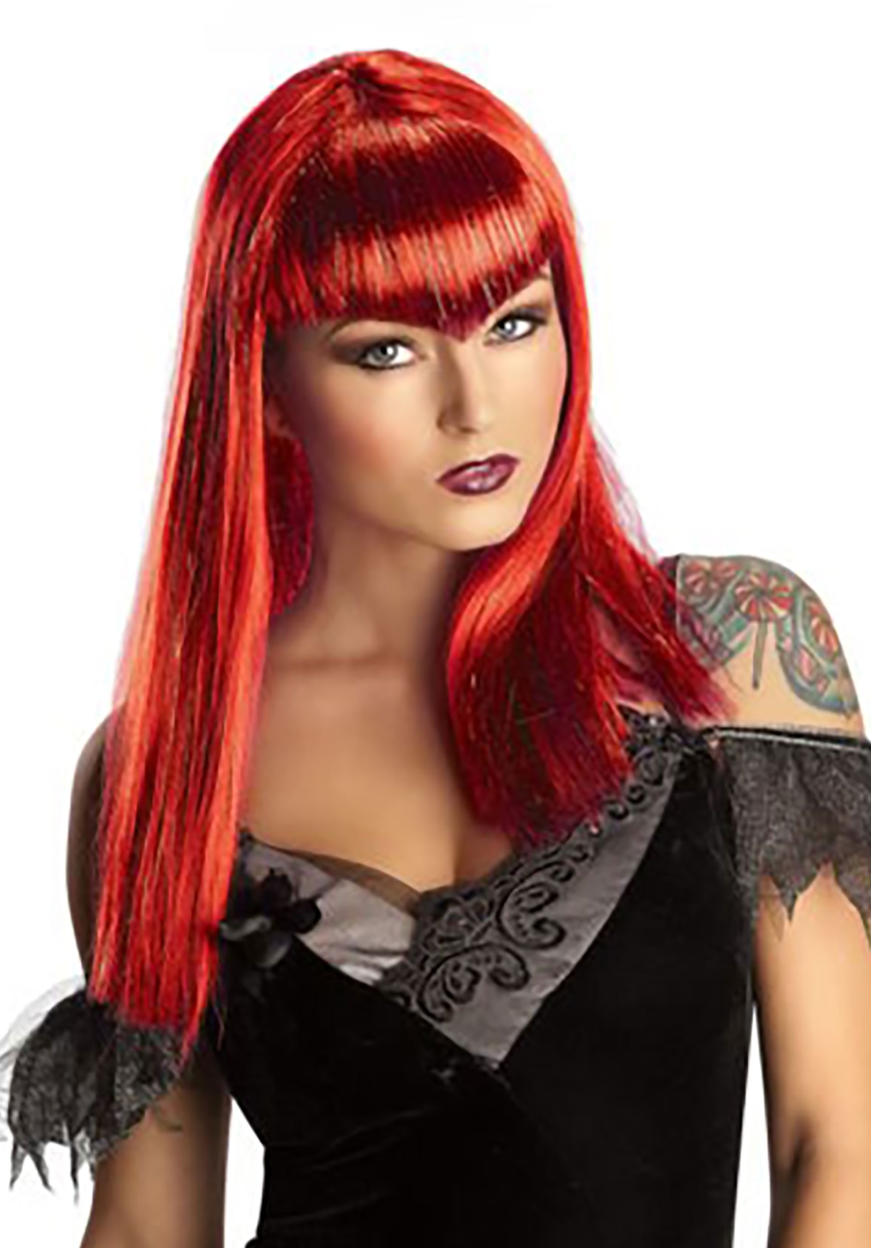 Adult Red Glitter Vampire Wig