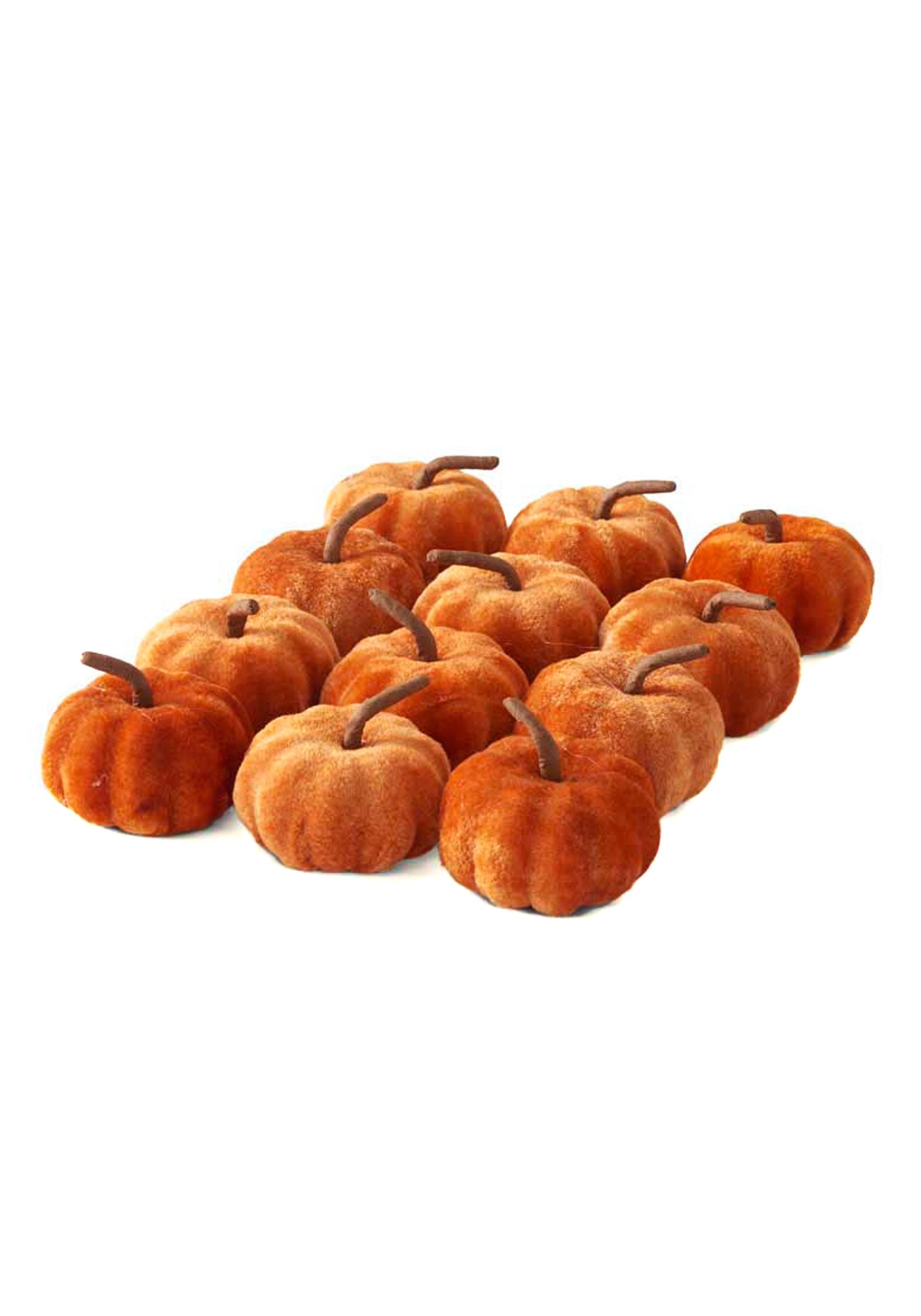 Pack Of Twelve 2 Orange Velvet Pumpkins Prop , Halloween Home Decorations