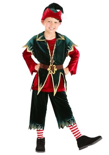 Click Here to buy Deluxe Boys Holiday Elf Costume from HalloweenCostumes, CDN Funds & Shipping