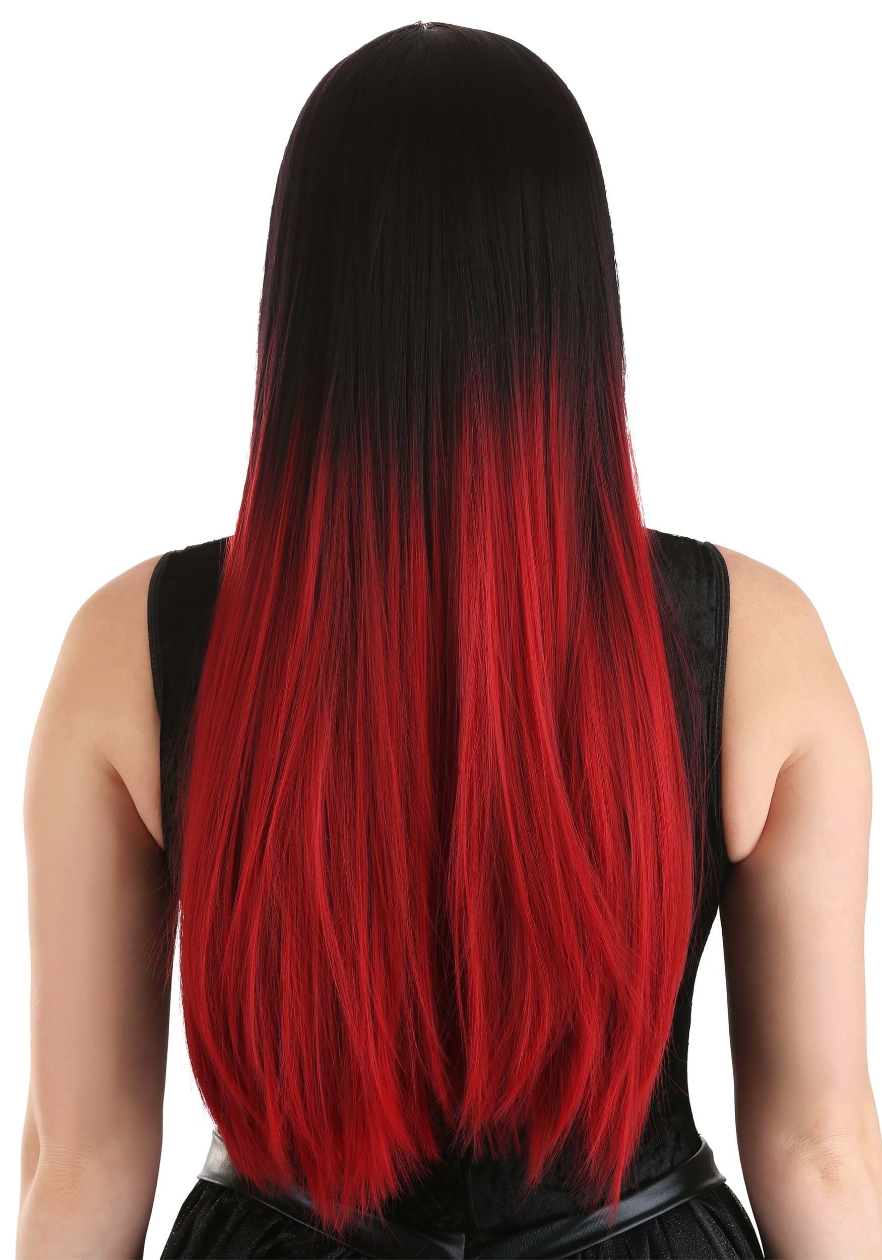 Adult Black and Red Ombre Wig