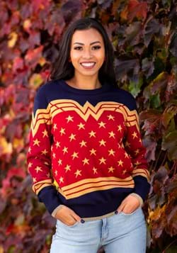 Wonder Woman Dark Blue Ugly Christmas Sweater