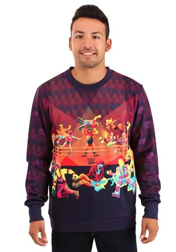 Click Here to buy Radical Rumble WWE Ugly Christmas Sweatshirt for Adults from HalloweenCostumes, CDN Funds & Shipping