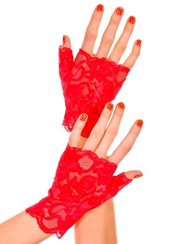 Click Here to buy Red Fingerless Lace Gloves from HalloweenCostumes, CDN Funds & Shipping