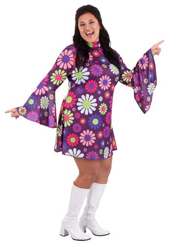 Click Here to buy Plus Size Groovy Flower Power Womens Costume from HalloweenCostumes, CDN Funds & Shipping