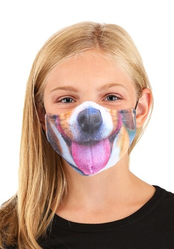 Click Here to buy Dog with Tongue Sublimated Face Mask for Kids from HalloweenCostumes, CDN Funds & Shipping