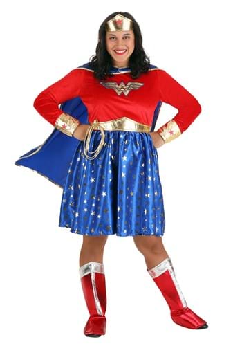 Click Here to buy Wonder Woman Plus Size Womens Long Sleeved Costume Dress from HalloweenCostumes, CDN Funds & Shipping