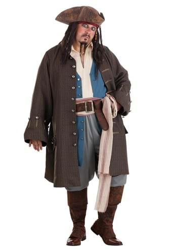 Click Here to buy Plus Mens Deluxe Jack Sparrow Pirate Costume from HalloweenCostumes, CDN Funds & Shipping