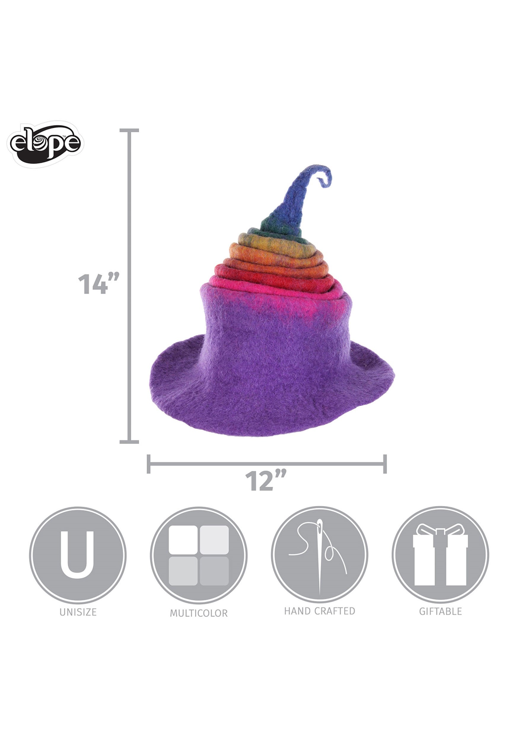 Heartfelted Rainbow Borealis Witch Costume Hat