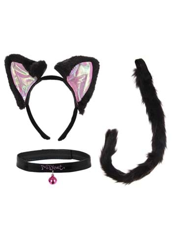 Click Here to buy Black & Pink Cat Ears Headband Collar & Tail Kit from HalloweenCostumes