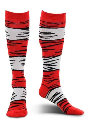Click Here to buy The Cat in the Hat Costume Socks for Adults from HalloweenCostumes, CDN Funds & Shipping