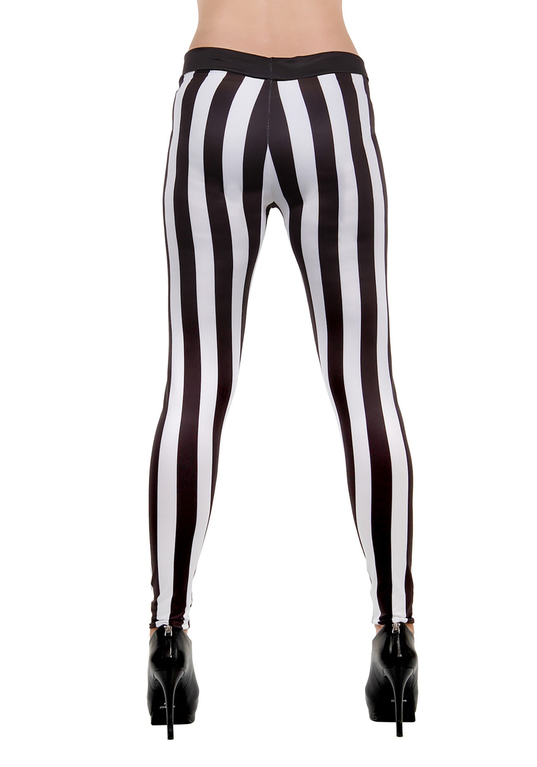 Striped Transparent Black and White Sports Leggings