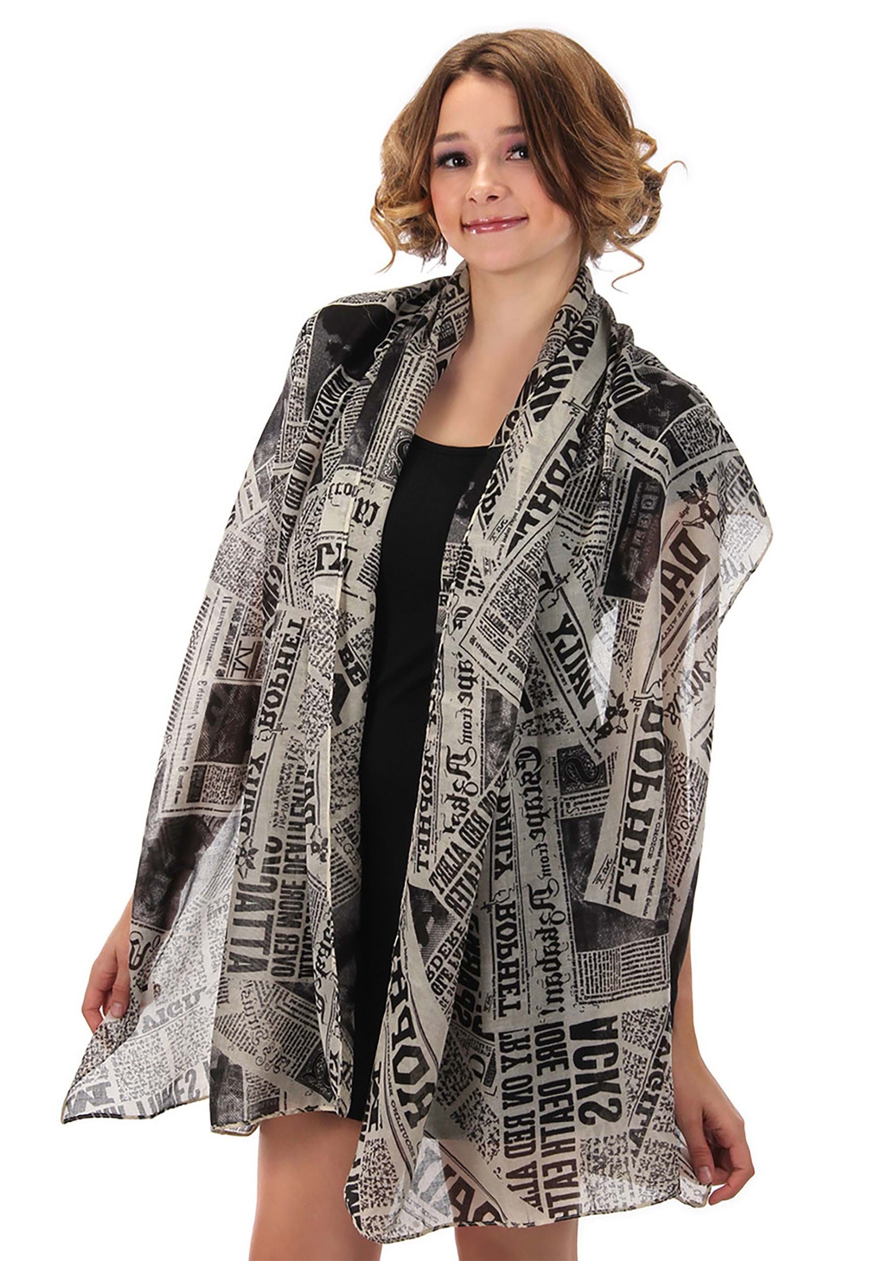 Harry Potter Lightweight Daily Prophet Newspaper Print Scarf | Harry Potter Accessories