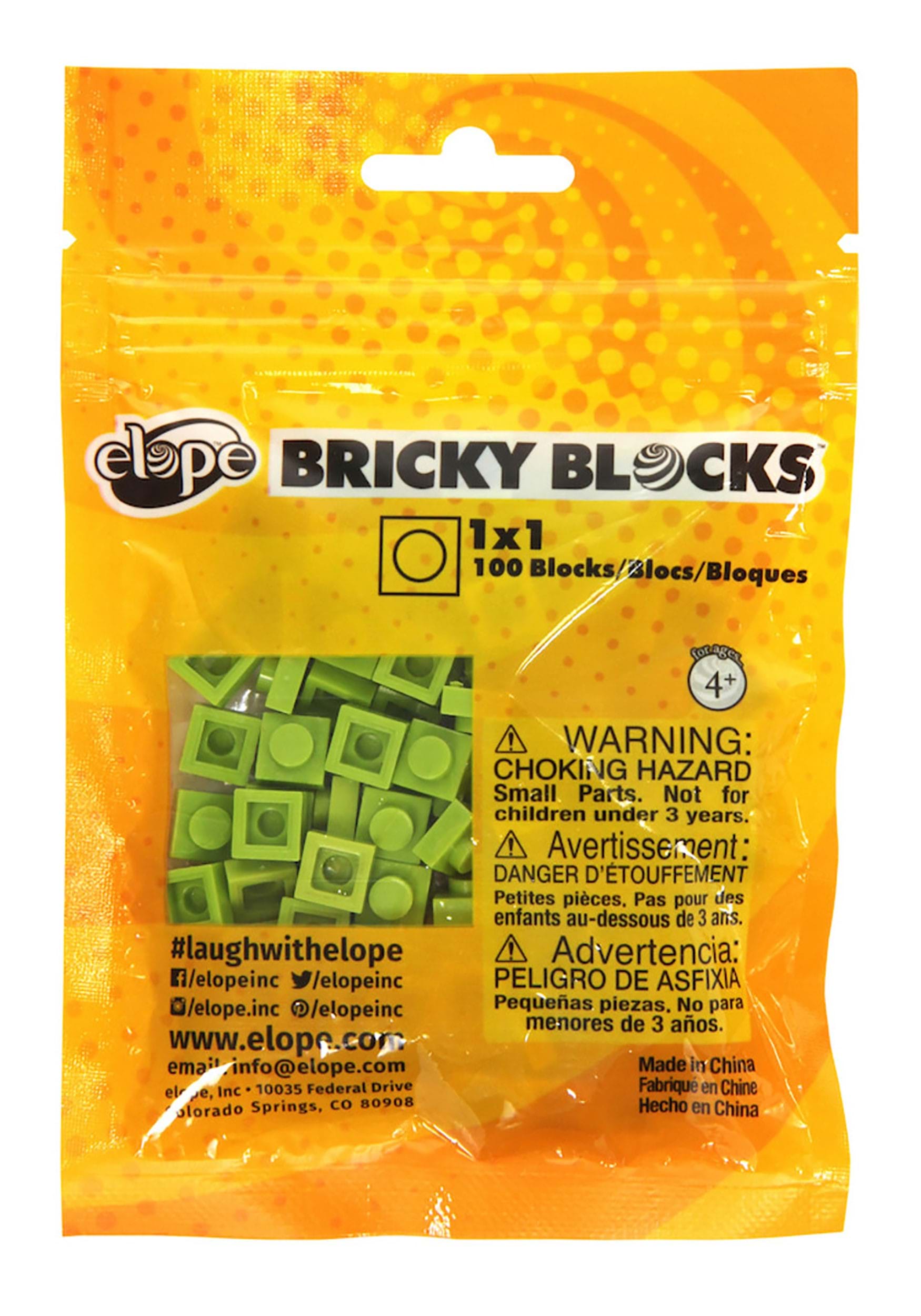 Lime Bricky Blocks 100 Pieces 1x1