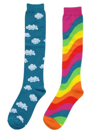 Mismatched Knee-High Rainbow Socks