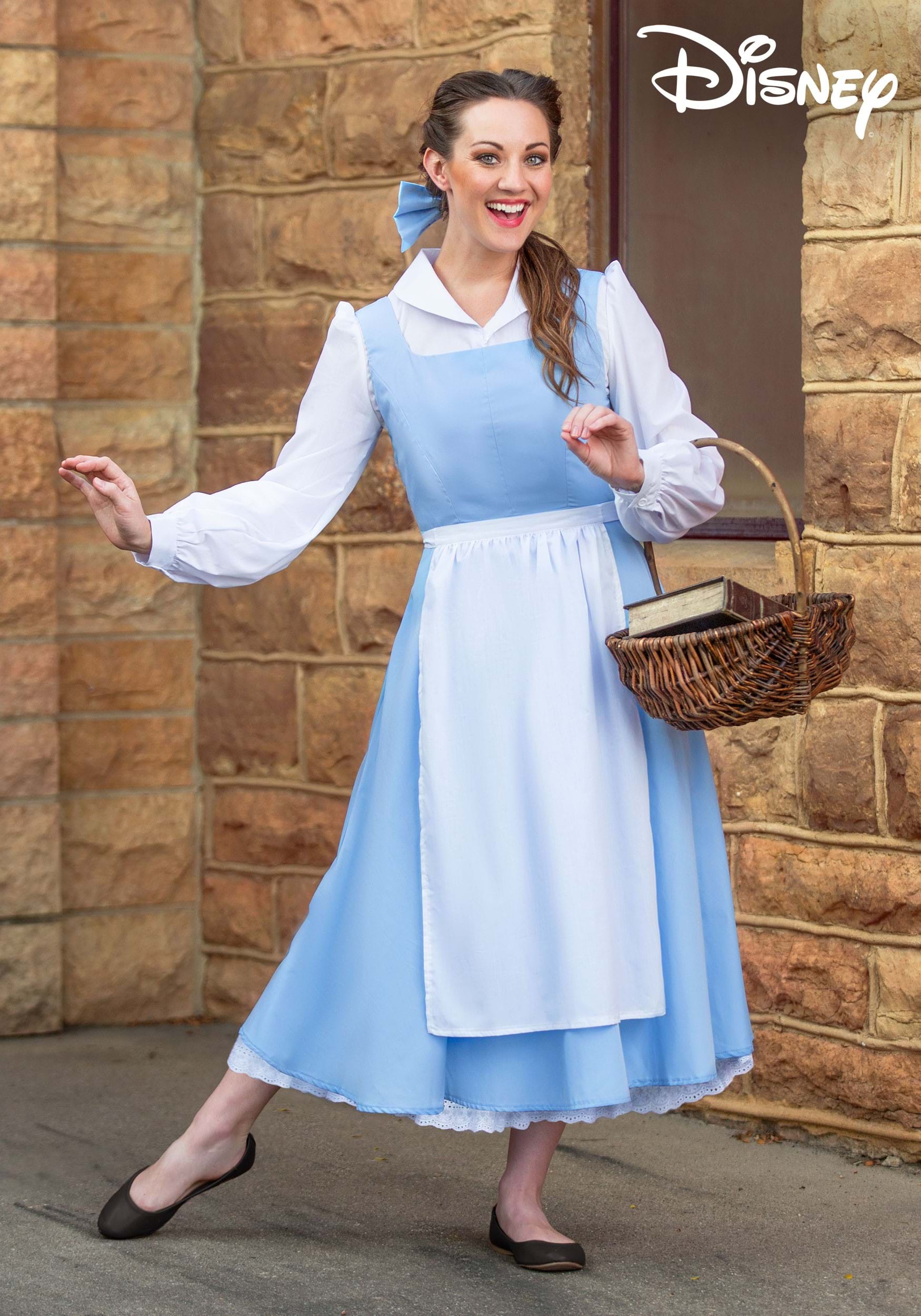 thumbnail image 2 of Adult Beauty And The Beast Belle Blue Maid Dress Cosplay Costume Halloween Party 2 of 10