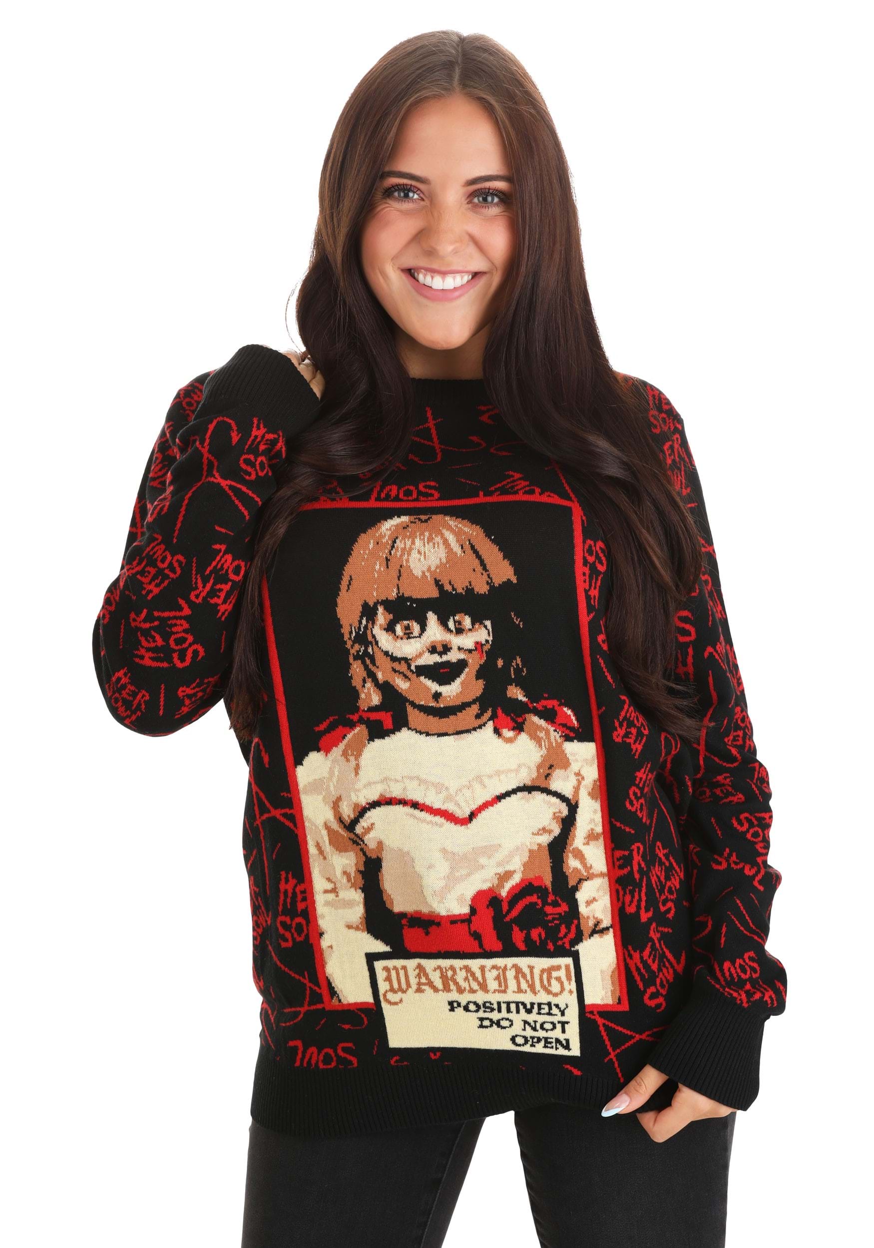 Annabelle Adult Halloween Sweater , Ugly Halloween Sweaters