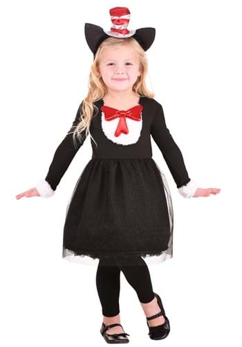 Click Here to buy Girls Cat in the Hat Costume for Toddlers from HalloweenCostumes, CDN Funds & Shipping