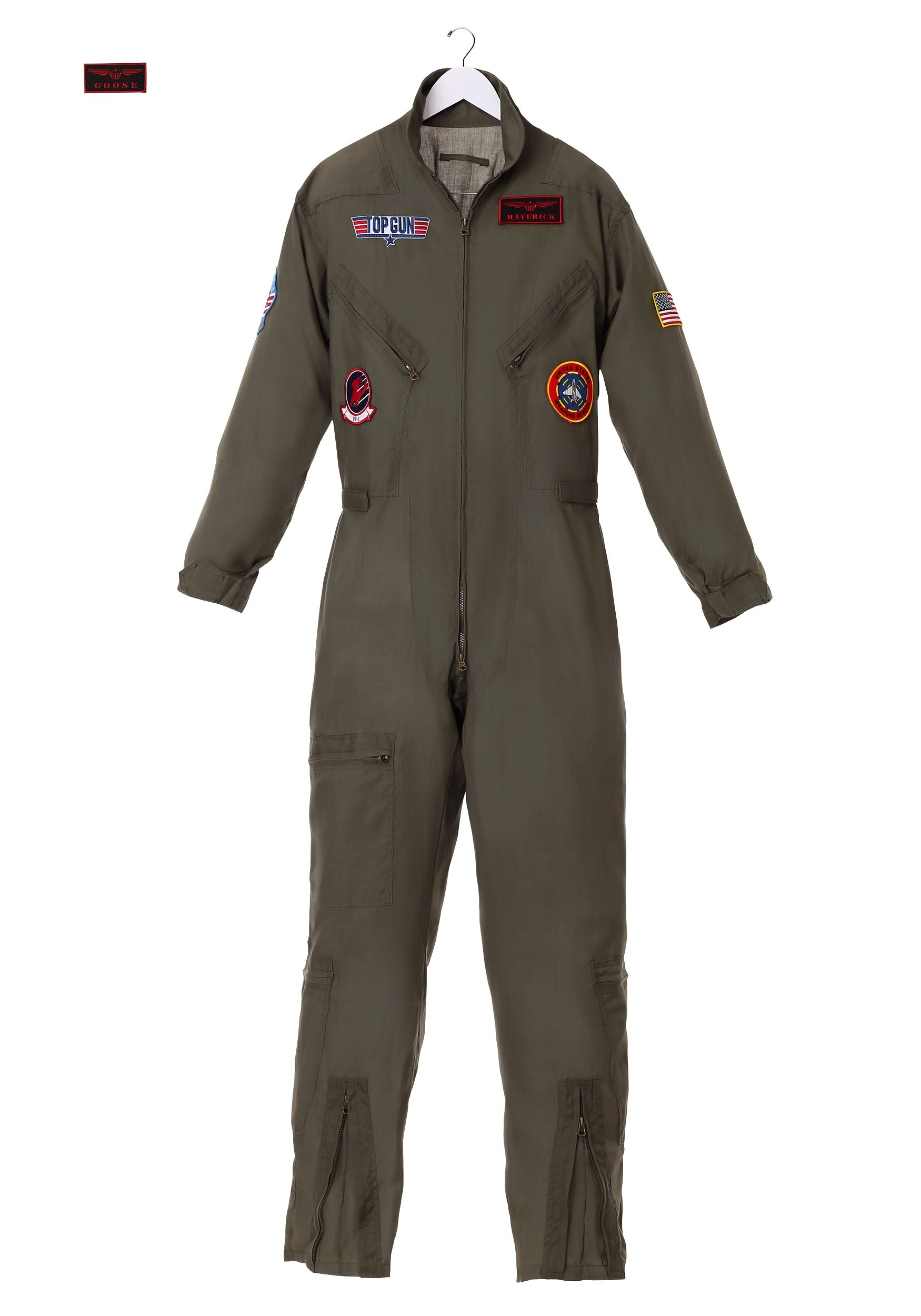 Mens Top Gun Flight Suit Costume , Pilot Halloween Costume