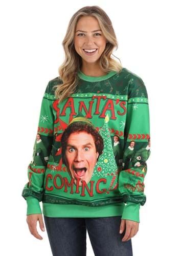 Click Here to buy Adult Santas Coming Elf Ugly Christmas Sweatshirt from HalloweenCostumes, CDN Funds & Shipping