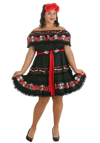 Click Here to buy Plus Size Womens Sugar Skull Costume from HalloweenCostumes, CDN Funds & Shipping