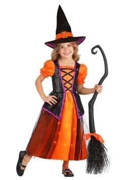 Girl's Orange Light-Up Witch Costume