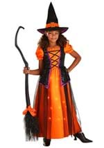 Girl's Orange Light-Up Witch Costume Alt 1