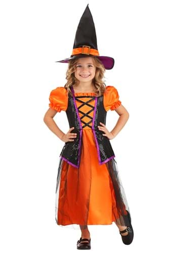 Click Here to buy Orange Light-Up Witch Girls Costume from HalloweenCostumes, CDN Funds & Shipping