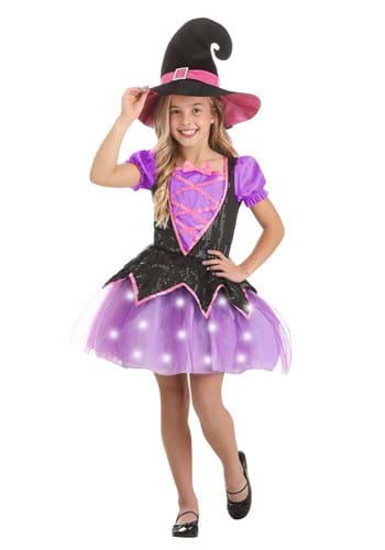 Click Here to buy Pink Light-Up Girls Witch Costume from HalloweenCostumes, CDN Funds & Shipping