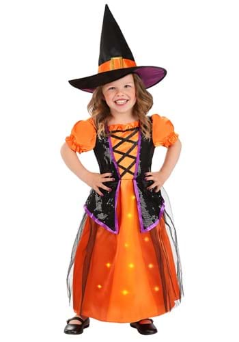 Click Here to buy Orange Light-Up Witch Toddler Costume from HalloweenCostumes, CDN Funds & Shipping