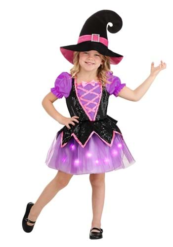 Click Here to buy Toddler Pink Light-Up Witch Girls Costume from HalloweenCostumes, CDN Funds & Shipping