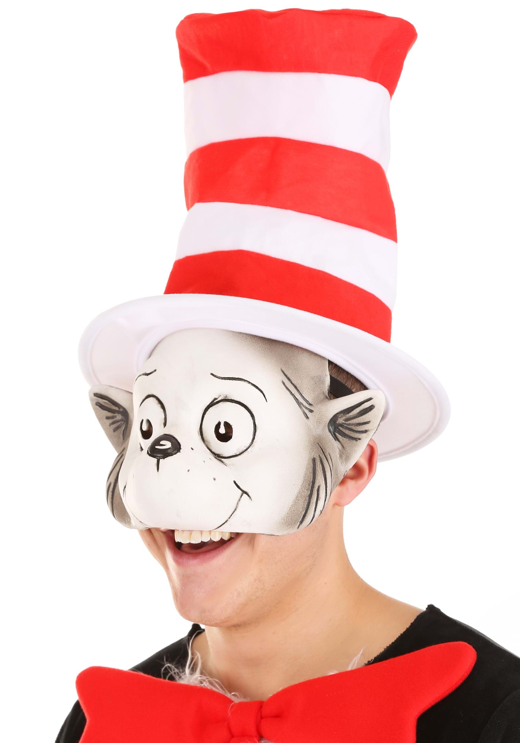 The Cat in the Hat Latex Mask & Hat Kit | Adult | Unisex | Black/Red/White | One-Size | FUN Costumes