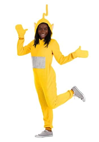 Click Here to buy Teletubbies Laa-Laa Adult Jumpsuit Costume from HalloweenCostumes, CDN Funds & Shipping