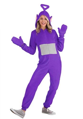 Click Here to buy Teletubbies Tinky Winky Adult Jumpsuit Costume from HalloweenCostumes, CDN Funds & Shipping