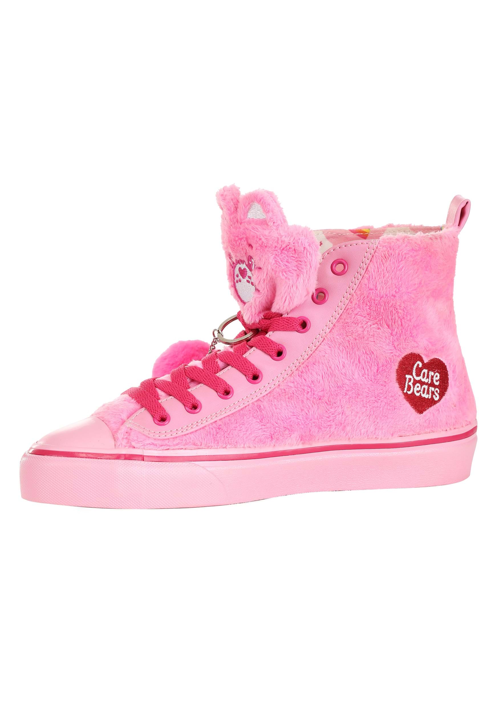 Care Bears Cheer Bear Pink High Top Shoes With Faux Fur , Care Bears Shoes