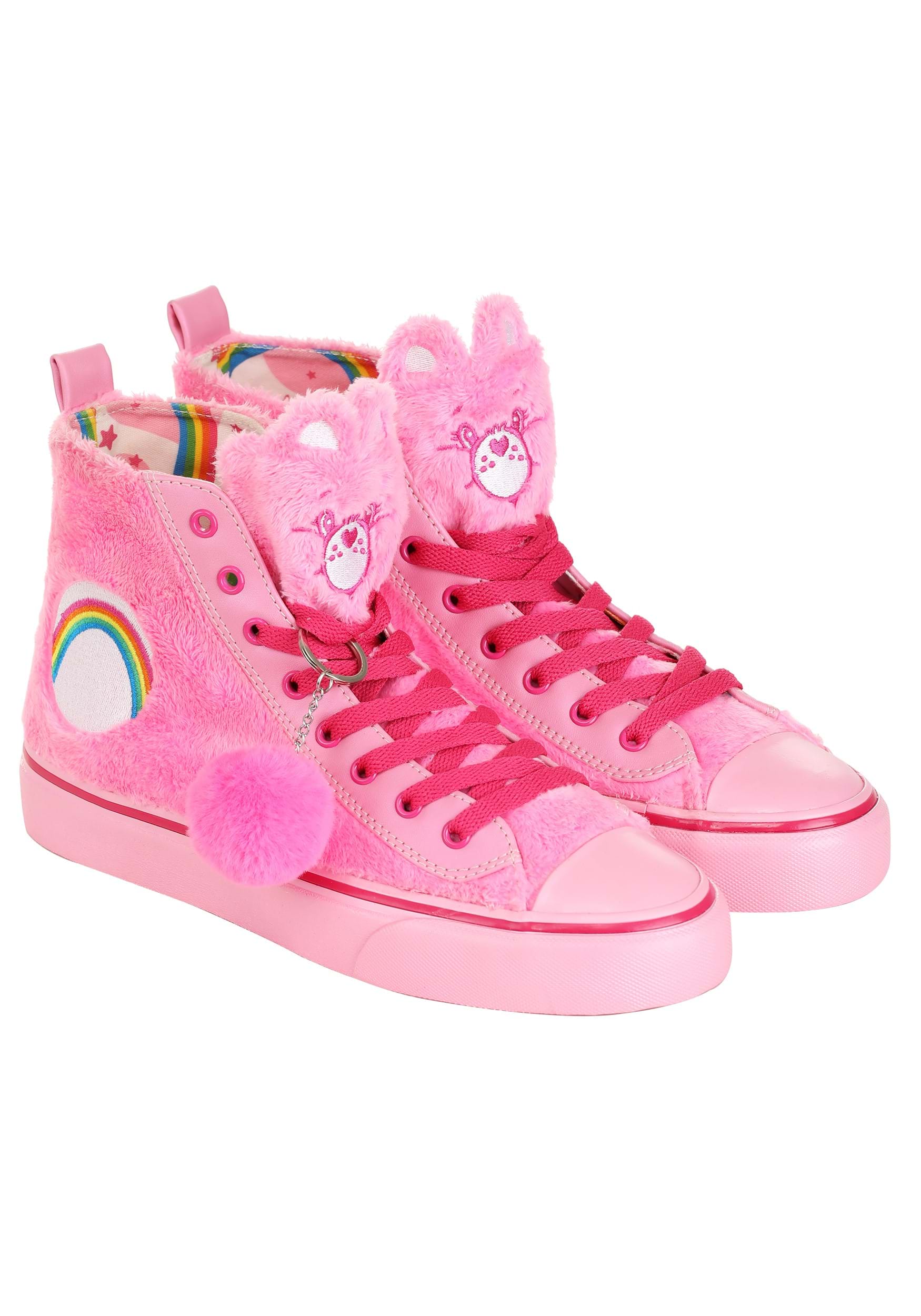 Care Bears Cheer Bear Pink High Top Shoes With Faux Fur , Care Bears Shoes