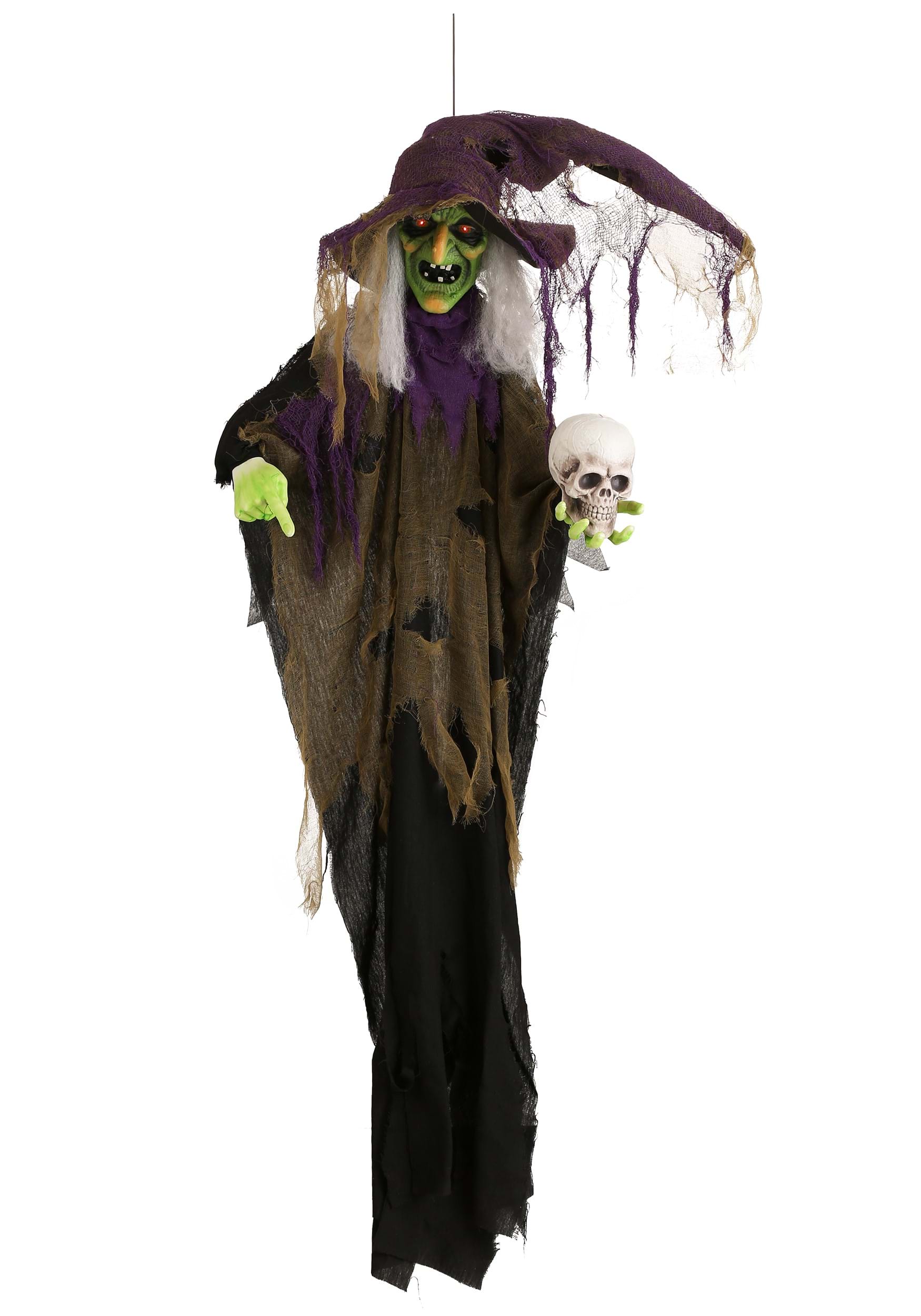 6FT Hanging Witch Animatronic Halloween Prop | Witch Decorations